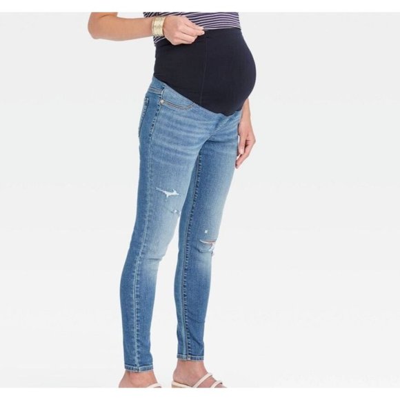 Over Belly Distressed Skinny Maternity Jeans Ingrid & Isabel Maternity Size 00 - Picture 1 of 11